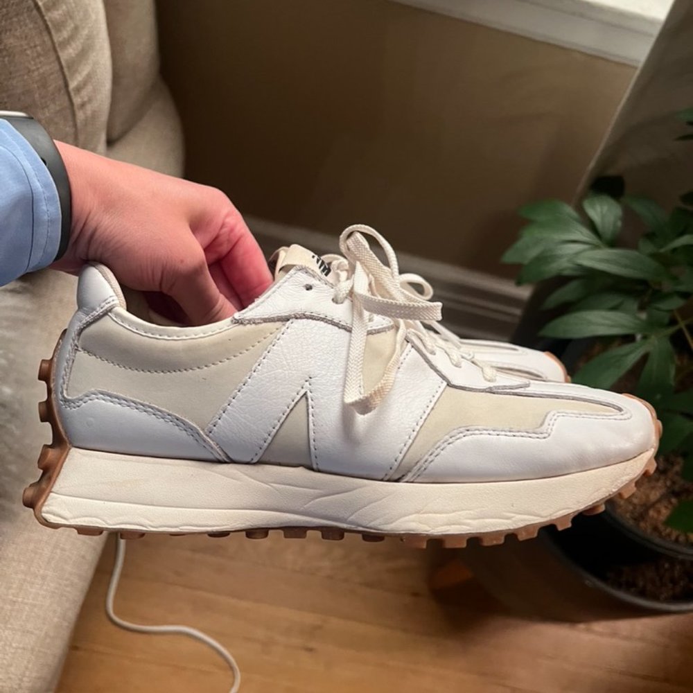 New Balance White and Cream Sneakers